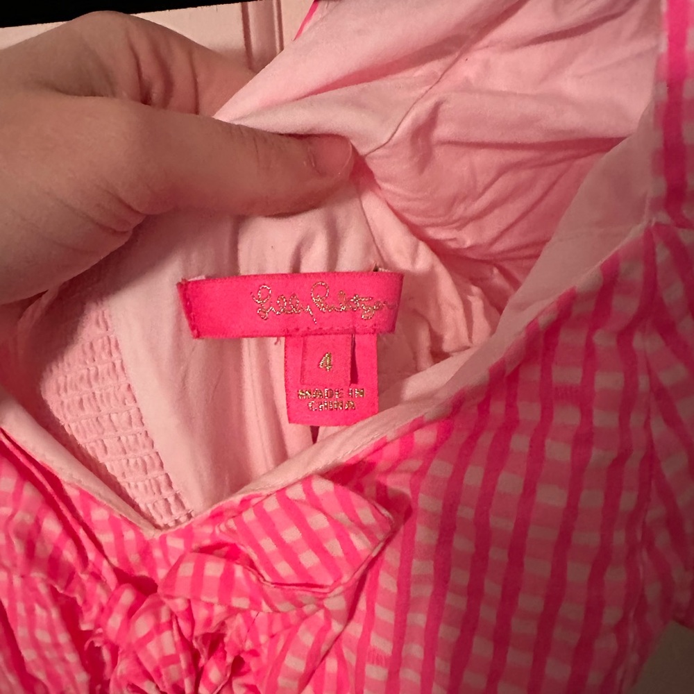 Lilly Pulitzer Pink Puff Sleeve Romper - Picture 4 of 4